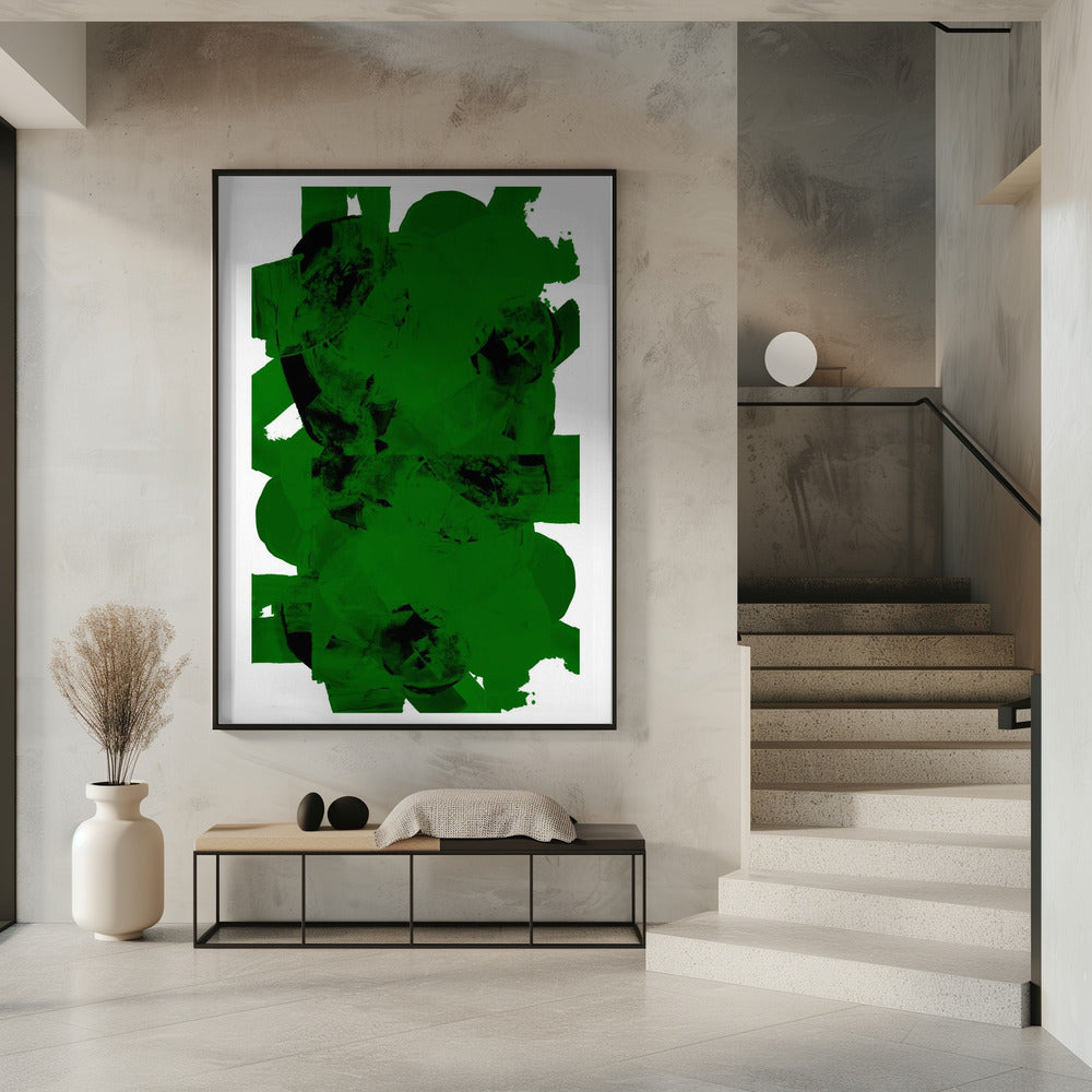 Green and Black Abstract Composition No.1 | Poster