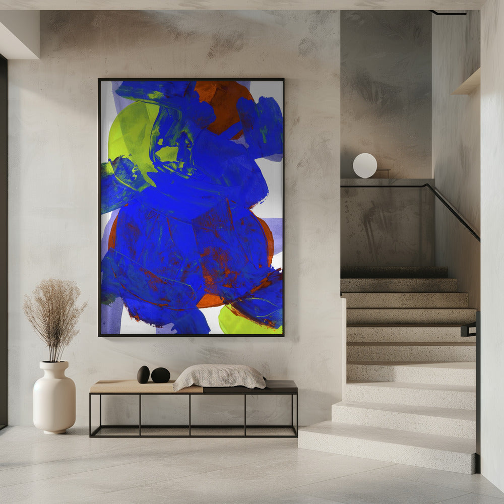Cobalt Blue Lilac Yellow Chartreuseorange Neutral White Abstract 1 | Poster