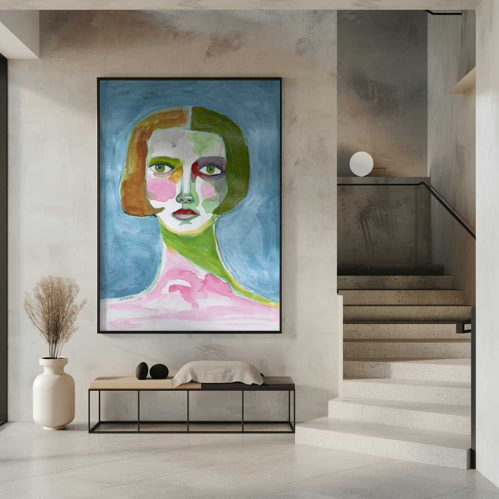 Lady with Bob haircut Blue | Poster