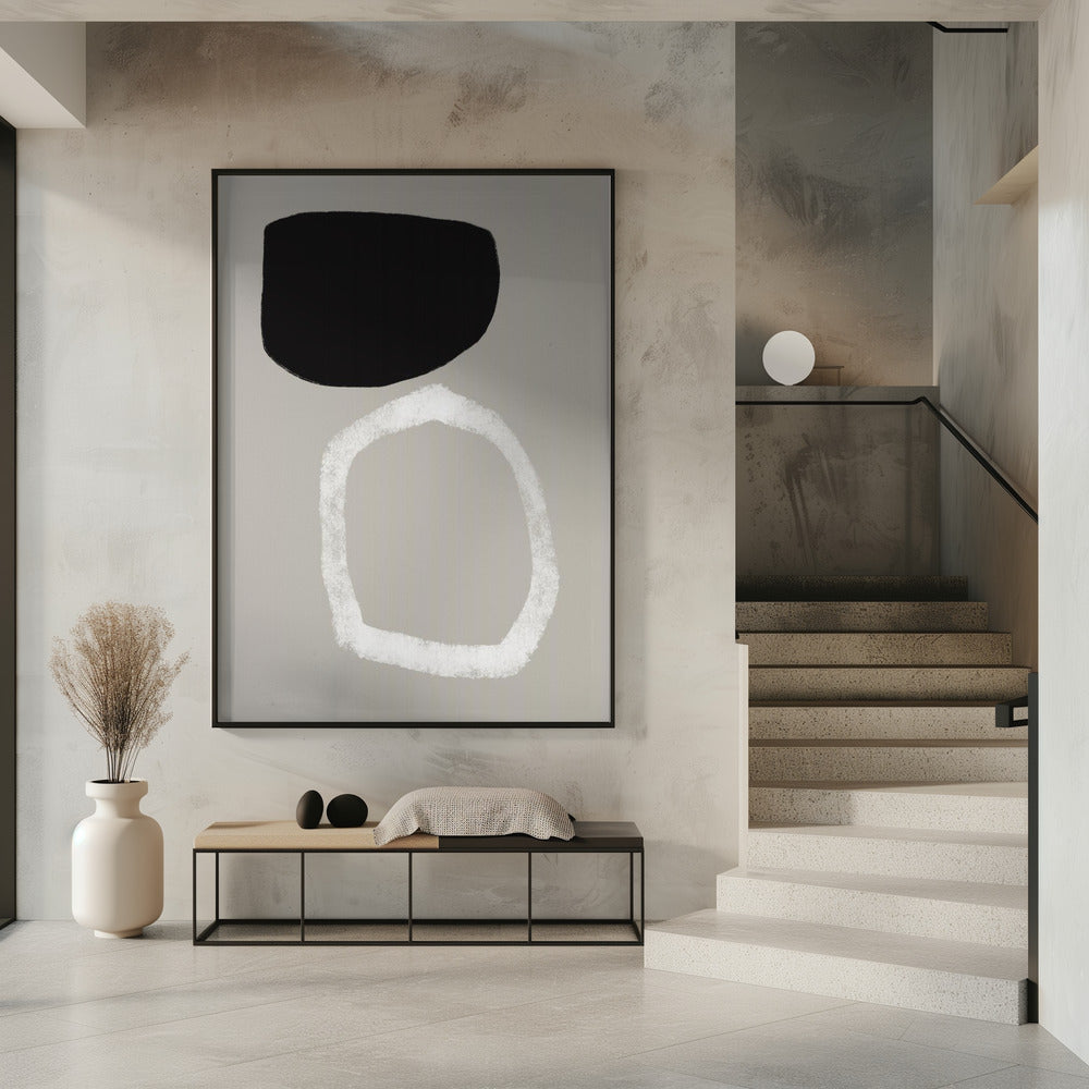 Abstract Painting With Two Bold Geometric Shapes | Poster