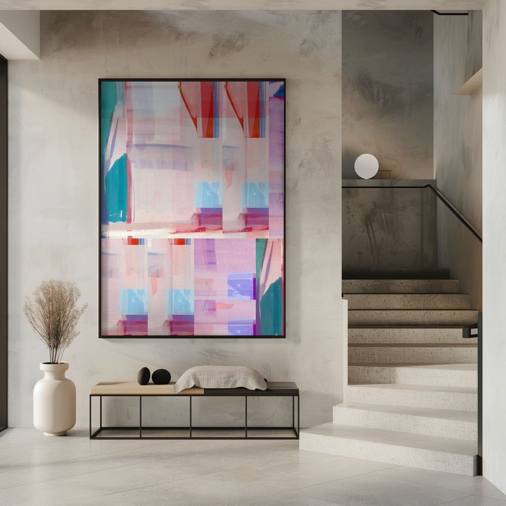 Blue Pink Shapes No1 | Poster