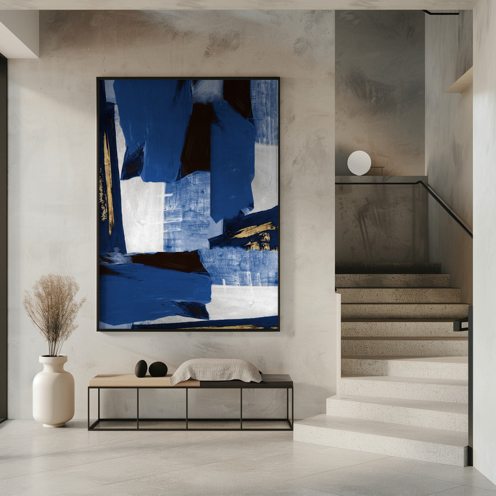 Navy Gold Shapes 1 | Poster