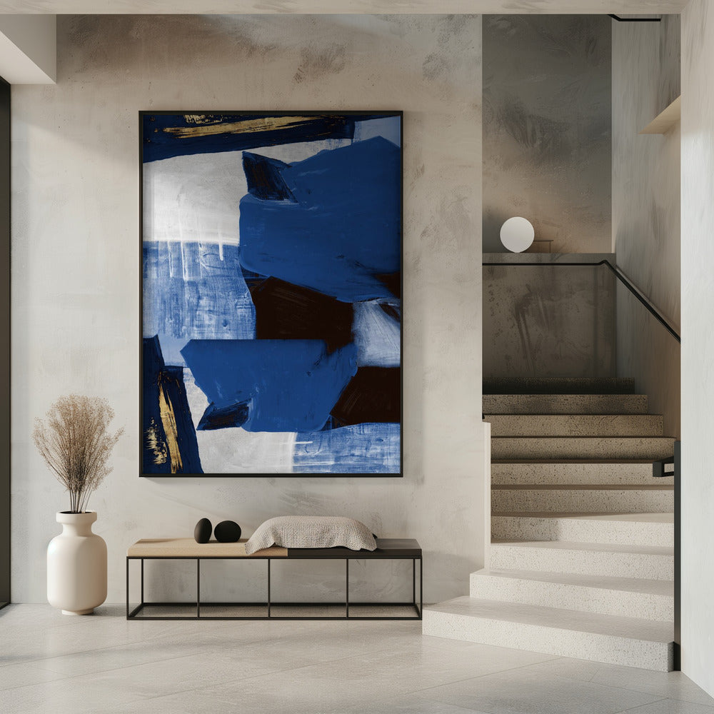 Navy Gold Shapes 2 | Poster