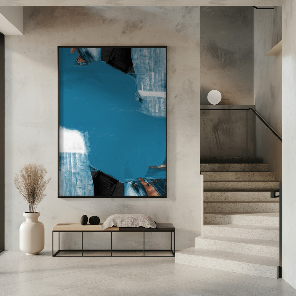 Teal Gold Shapes 1 | Poster