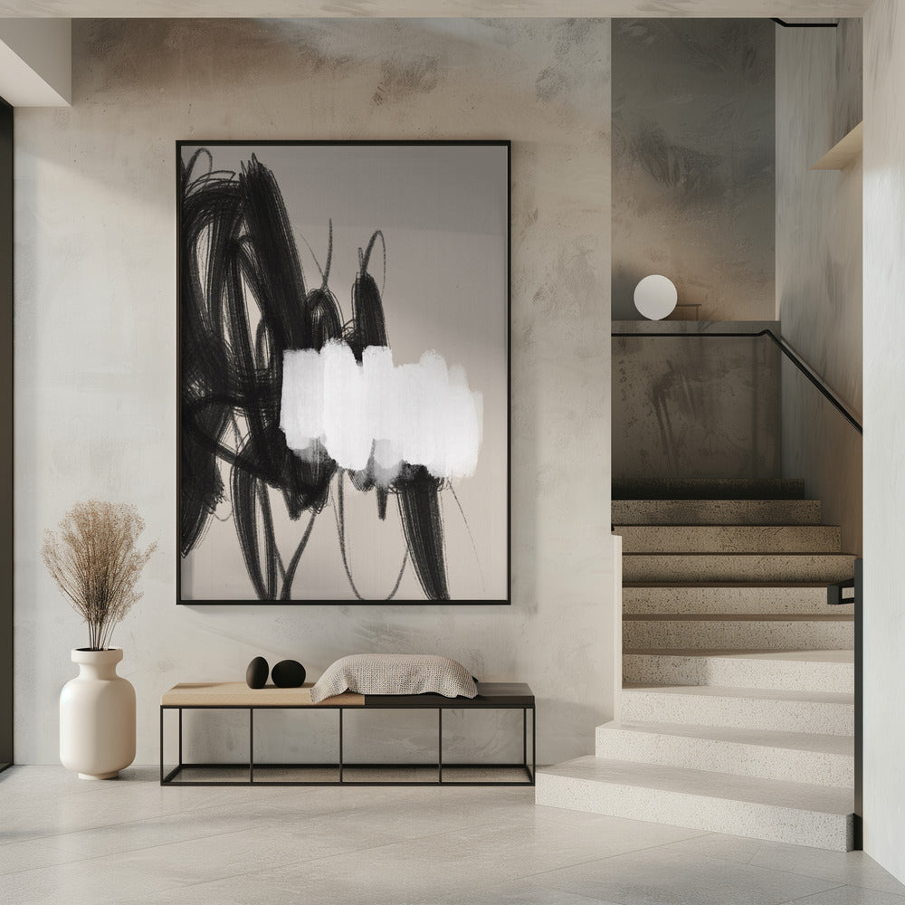 Expressive Black and White Brushstrokes | Poster