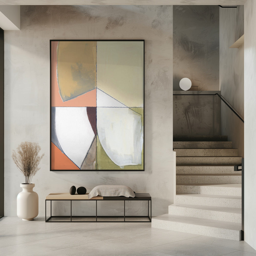 Dusty Pink Yellow Abstract No1 Art Print | Poster
