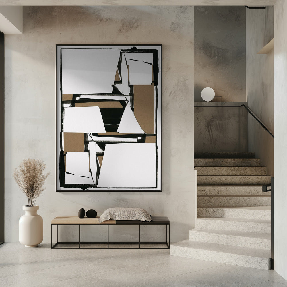 Black and Tan Brown Abstract Art Print | Poster
