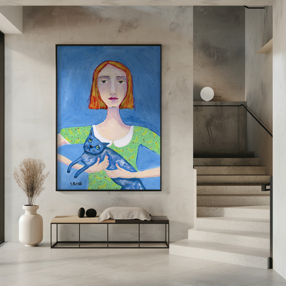 Lady with the Blue Cat | Poster