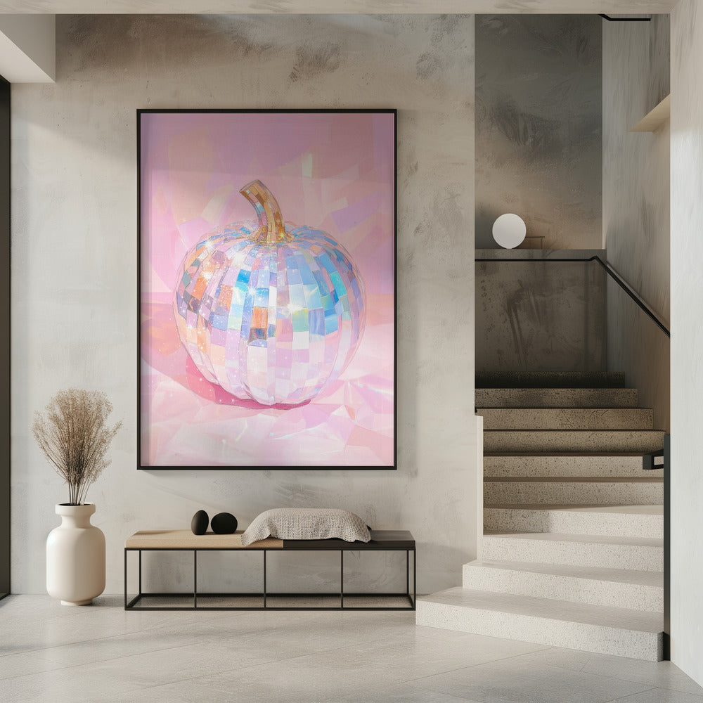 Iridescent Disco Ball Pumpkin | Poster