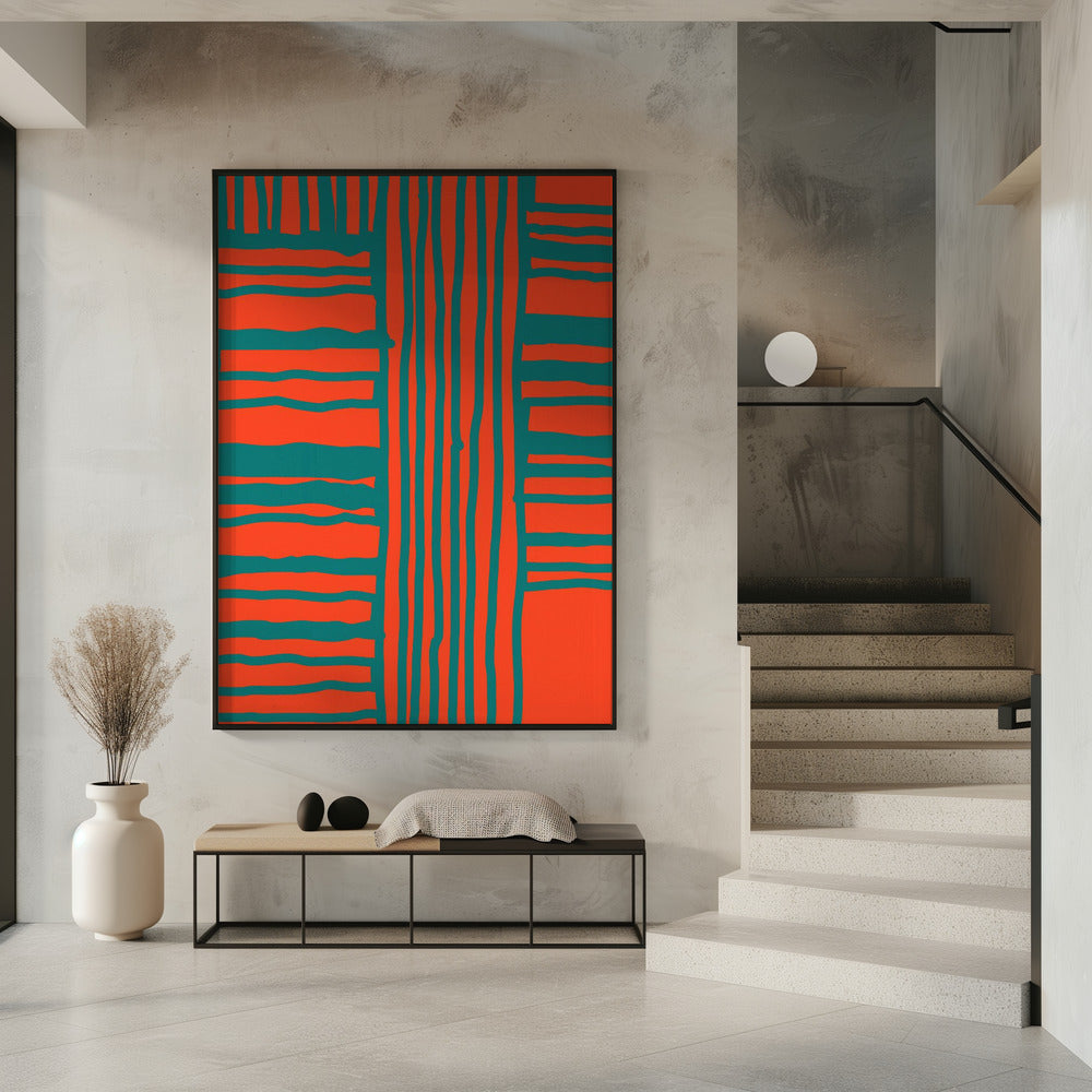 Turquoise & Coral Abstraction 4 | Poster