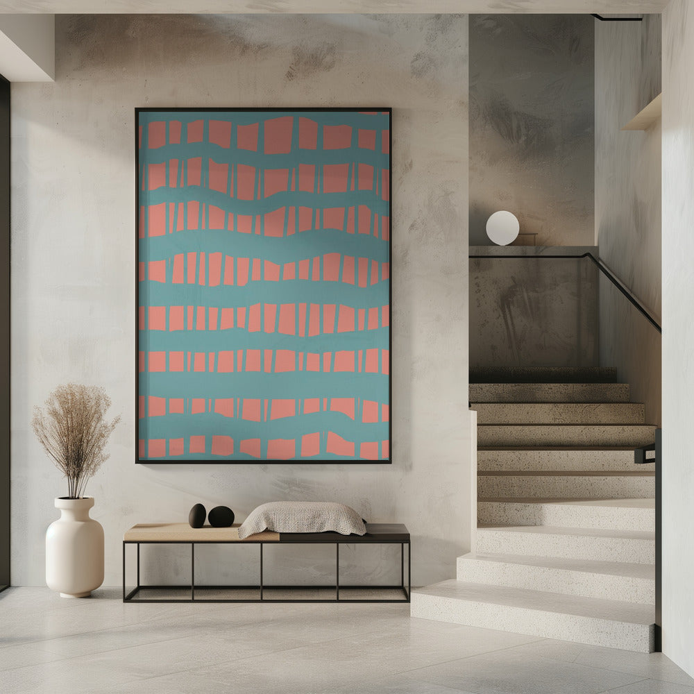 Turquoise & Coral Abstraction 5 | Poster