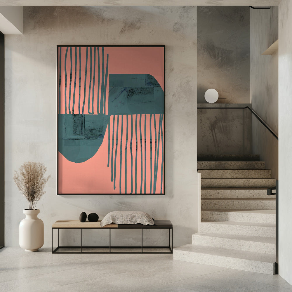 Turquoise & Coral Abstraction 6 | Poster