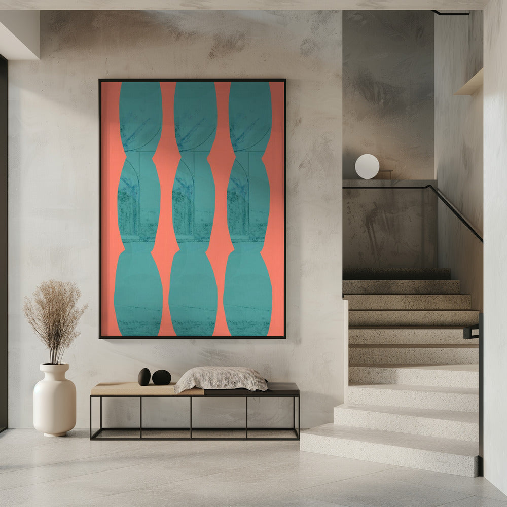 Turquoise & Coral Abstraction 7 | Poster