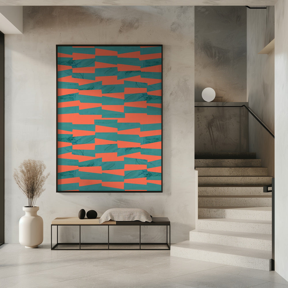 Turquoise & Coral Abstraction 9 | Poster