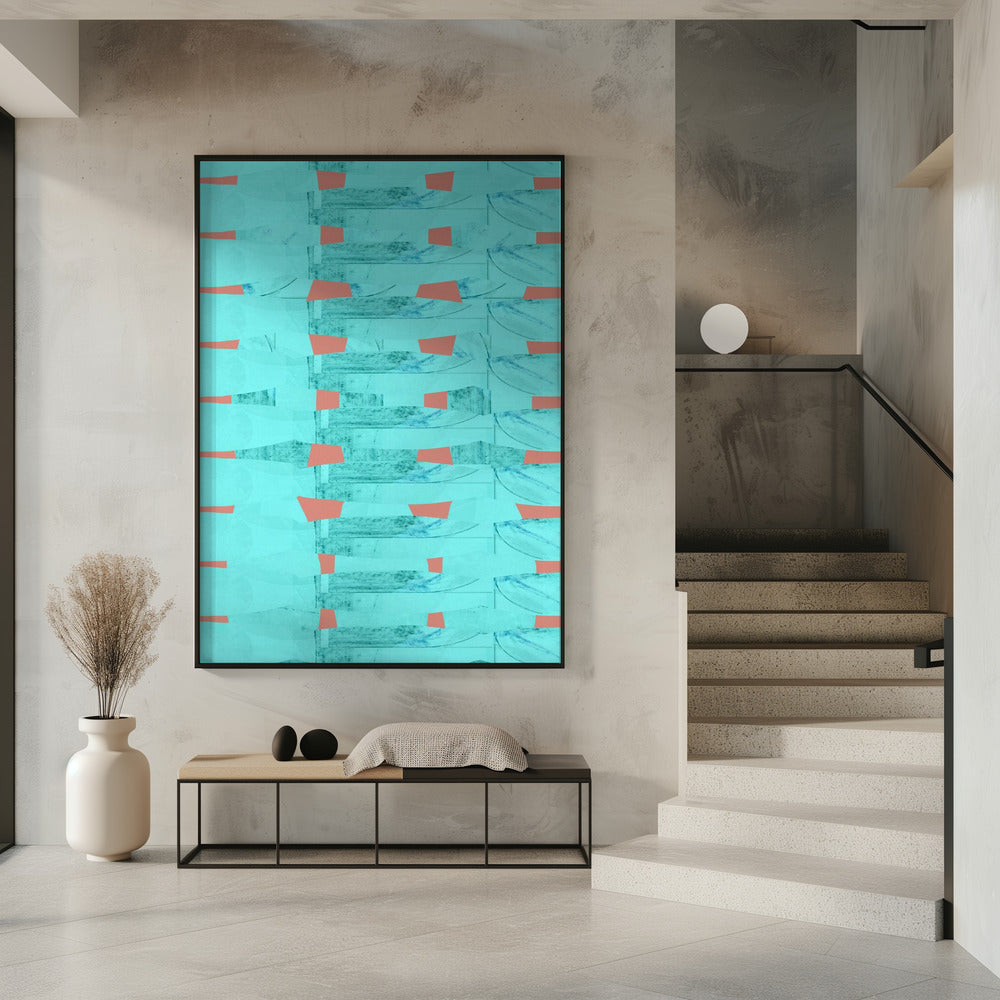 Turquoise & Coral Abstraction 8 | Poster