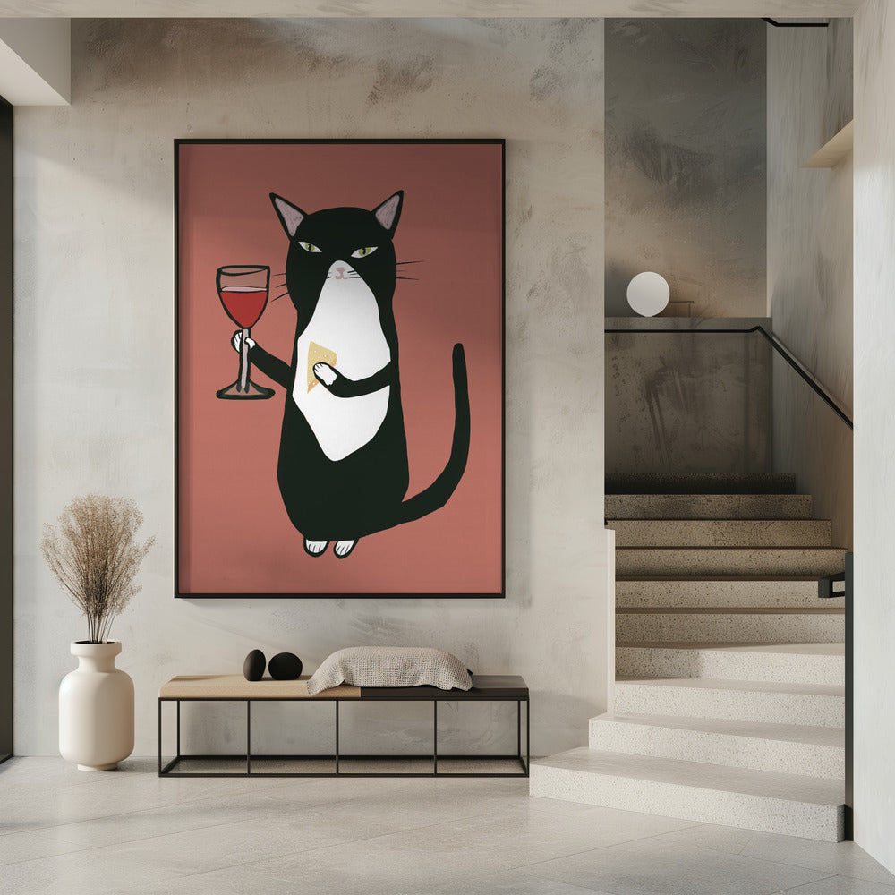 Cat with wine | Poster