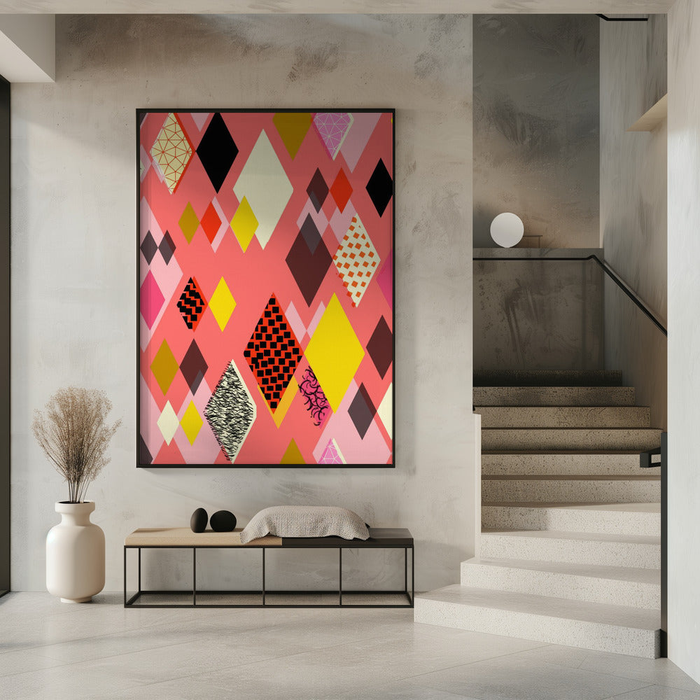 Geometric Patterns With Colorful Diamonds And Shapes | Poster