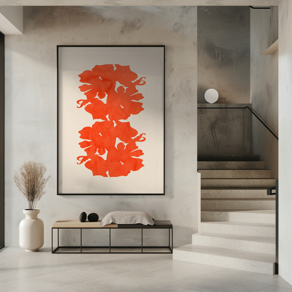 Orange Floral Silhouettes | Poster
