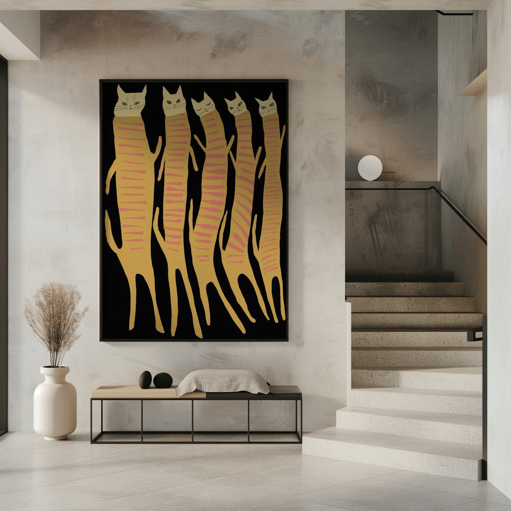 Five long cats | Poster