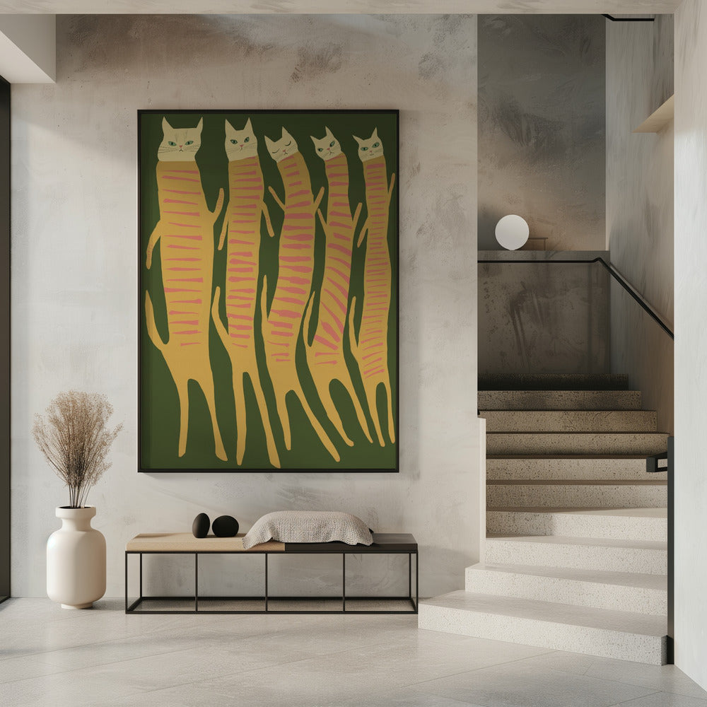 Five long cats | Poster