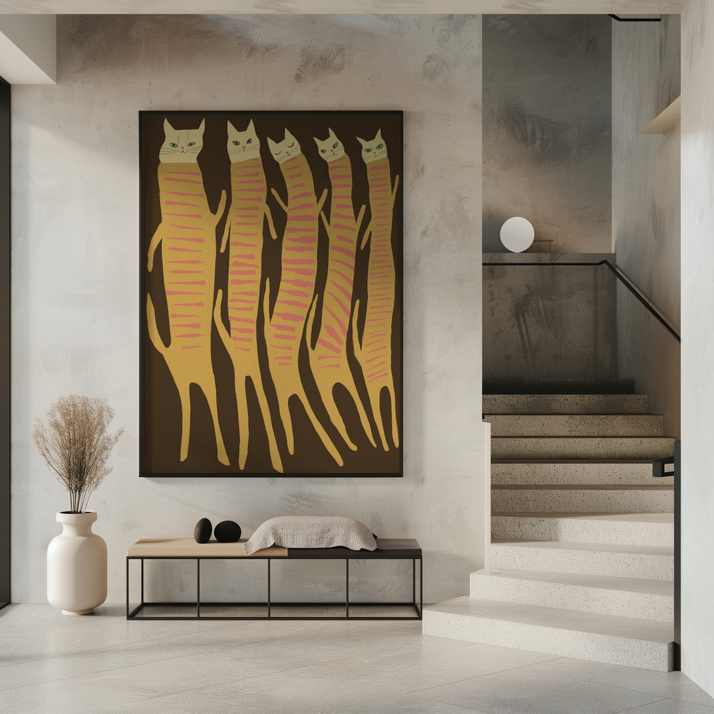 Five long cats | Poster
