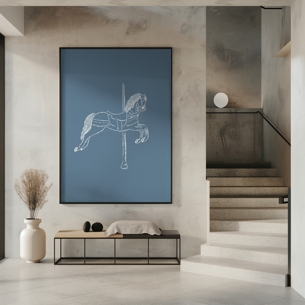 Circus Horse Vintage Blue | Poster