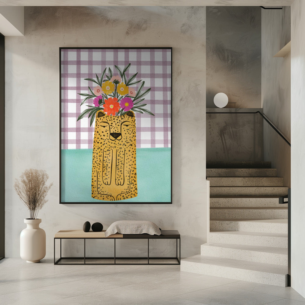 Leopard Shape Vase with Flower | Poster