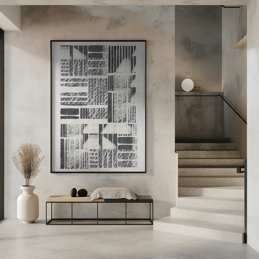 Geometric Patterns With Textured Monochrome Lines | Poster