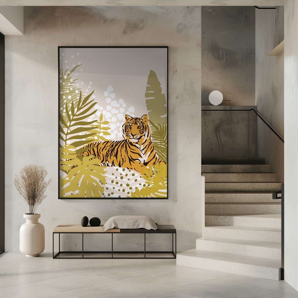 Tiger Laying Down By Cats and Dotz 30 X 42 Inches | Poster