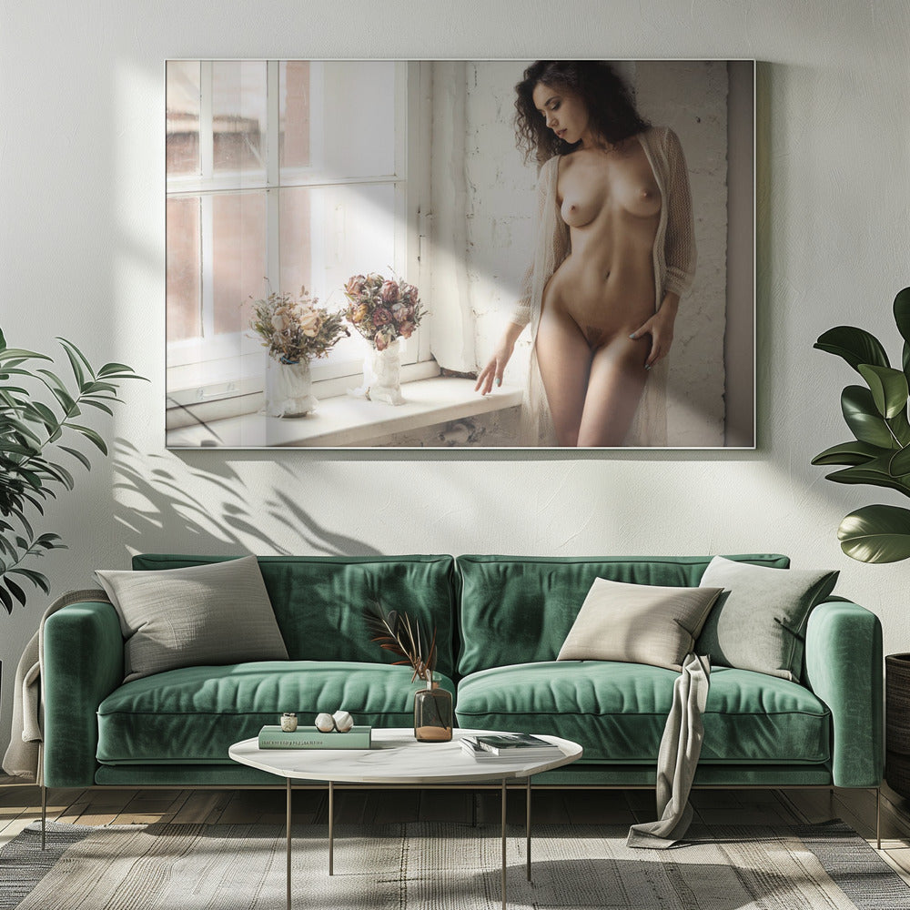 Retrato con flores | Canvas