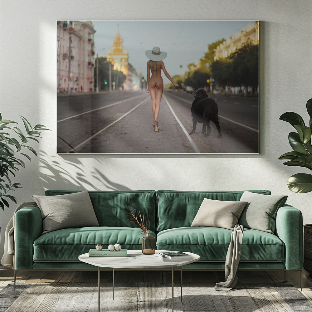 Lady with her dog | Canvas