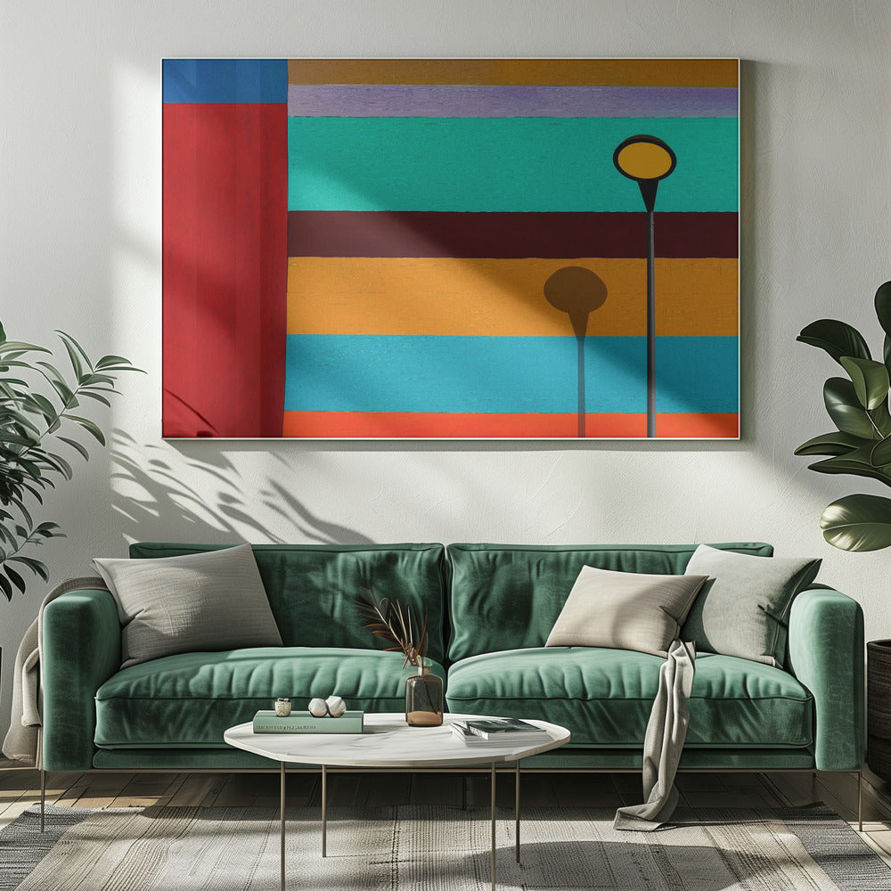 Lamp and striped wall | Canvas