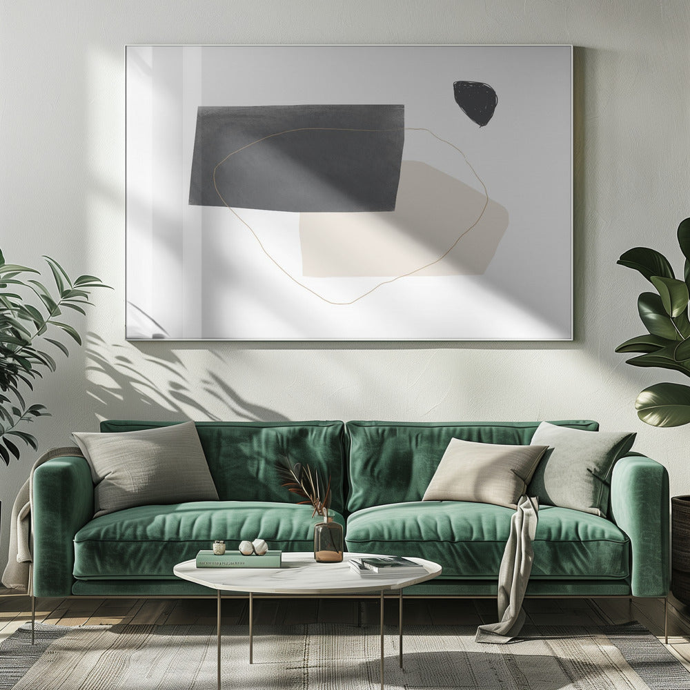 Geometric Shapes in Black Gray and Beige | Canvas