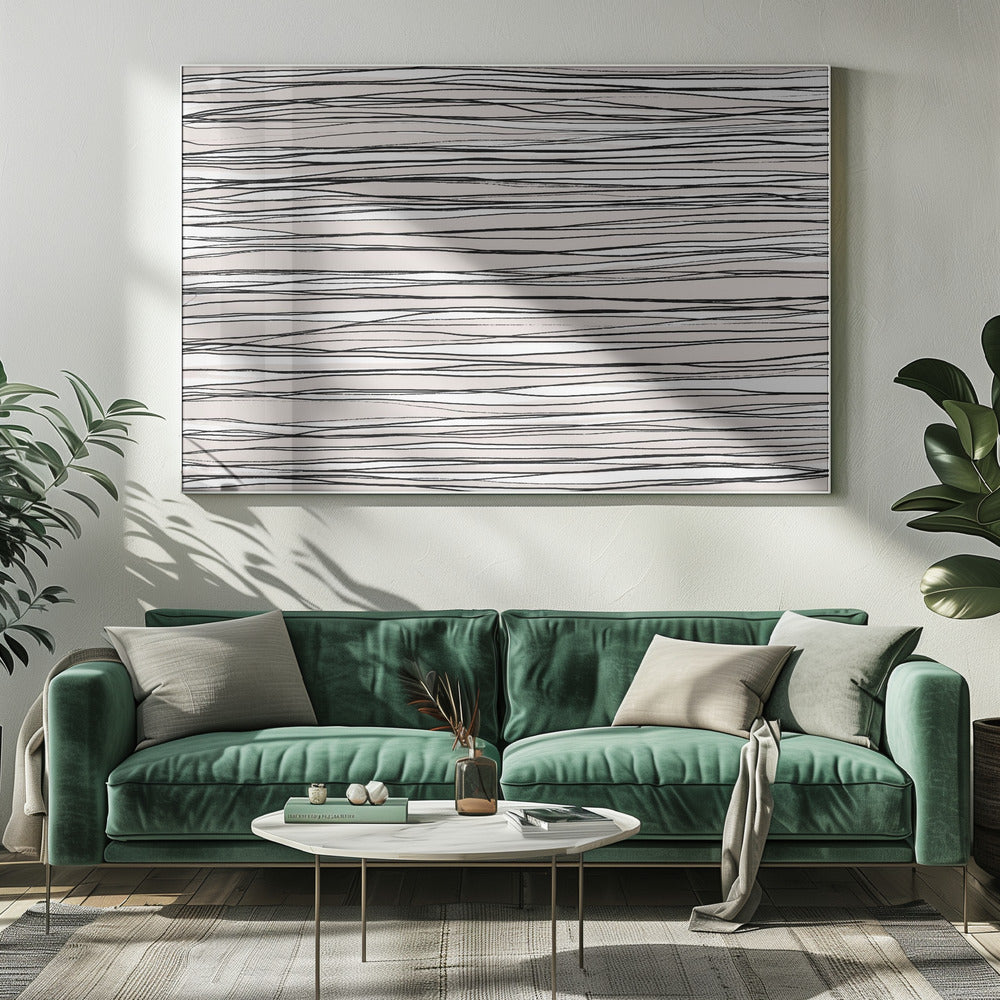 Black on Beige Lines | Canvas