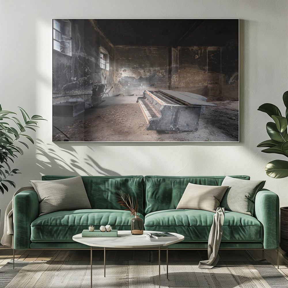 Piano in Burned Garage | Canvas