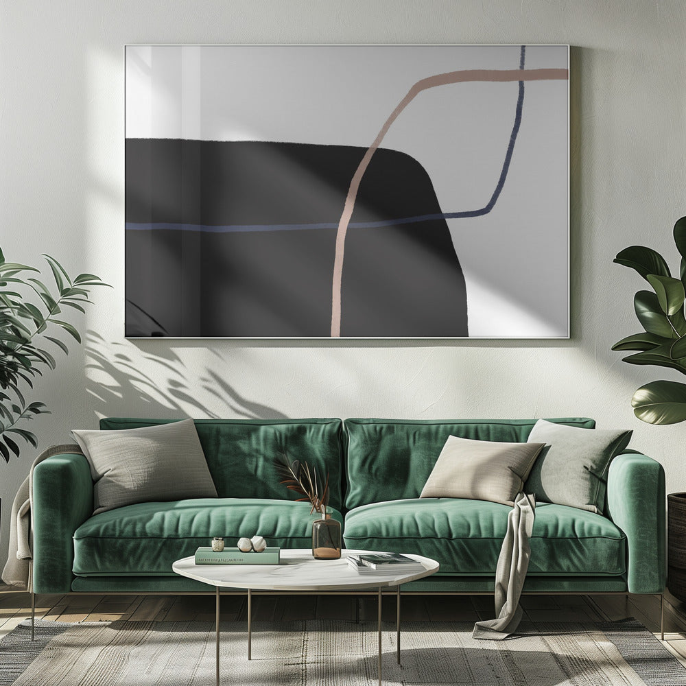 Intersecting Lines And Bold Black Shapes | Canvas