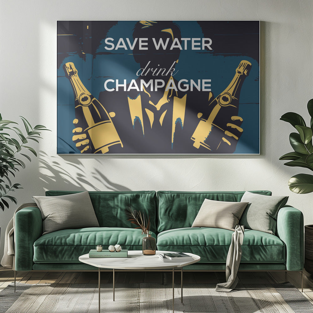 Save water - Drink champagne | Canvas
