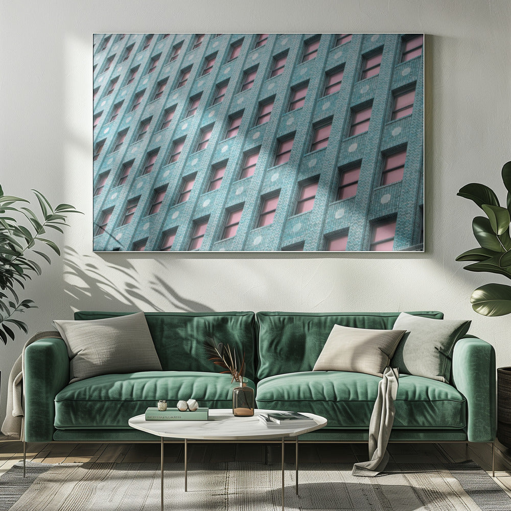 Brick Building with Pink Windows | Canvas