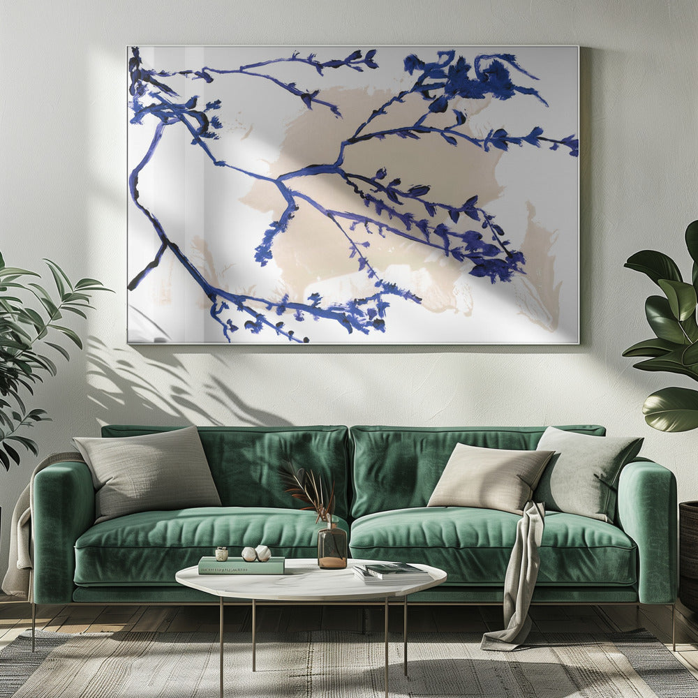 Navy Blue Blossoms On Tree Branches | Canvas