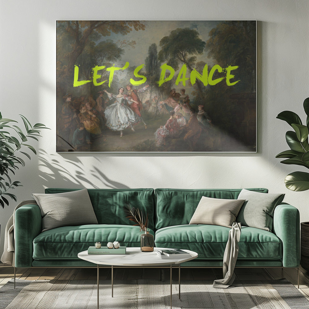 LET'S DANCE NEON YELLOW VINTAGE MAXIMALIST ART | Canvas