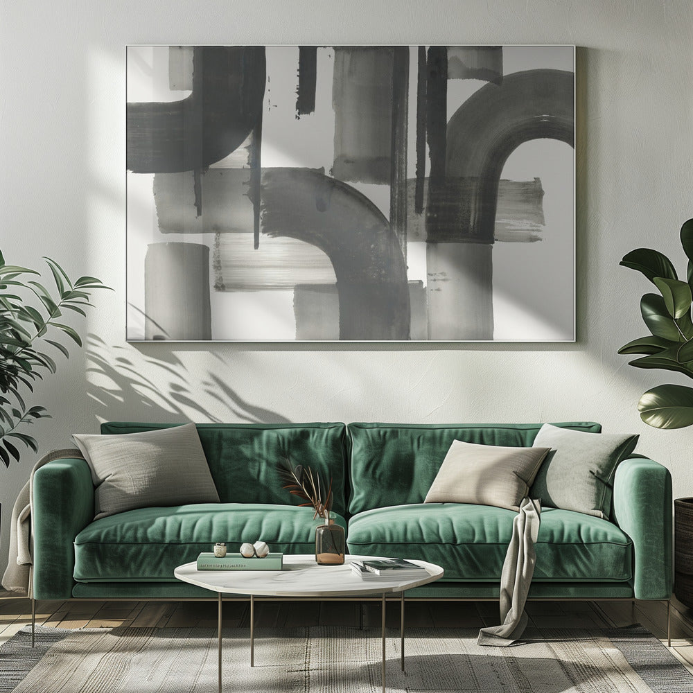 Monochrome Abstract Black Shapes 2 | Canvas
