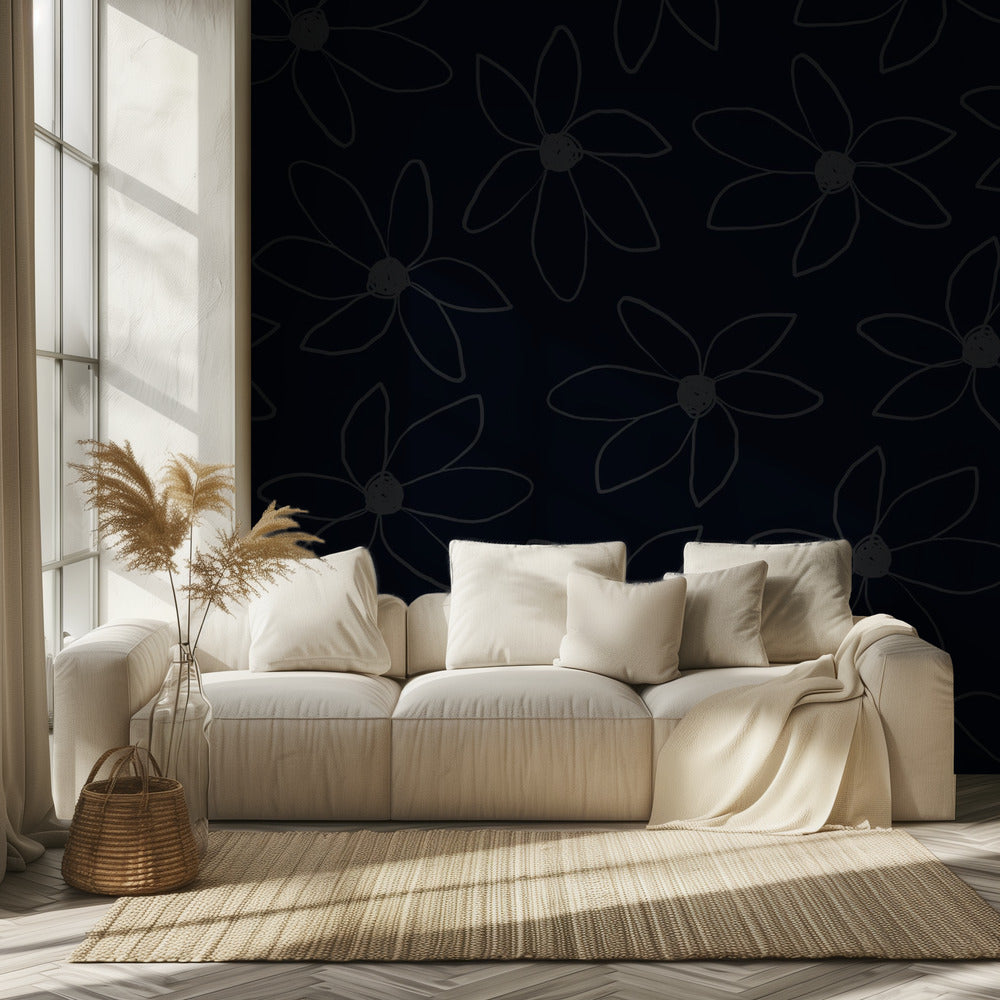 Black Airy Flowers | Wallpaper