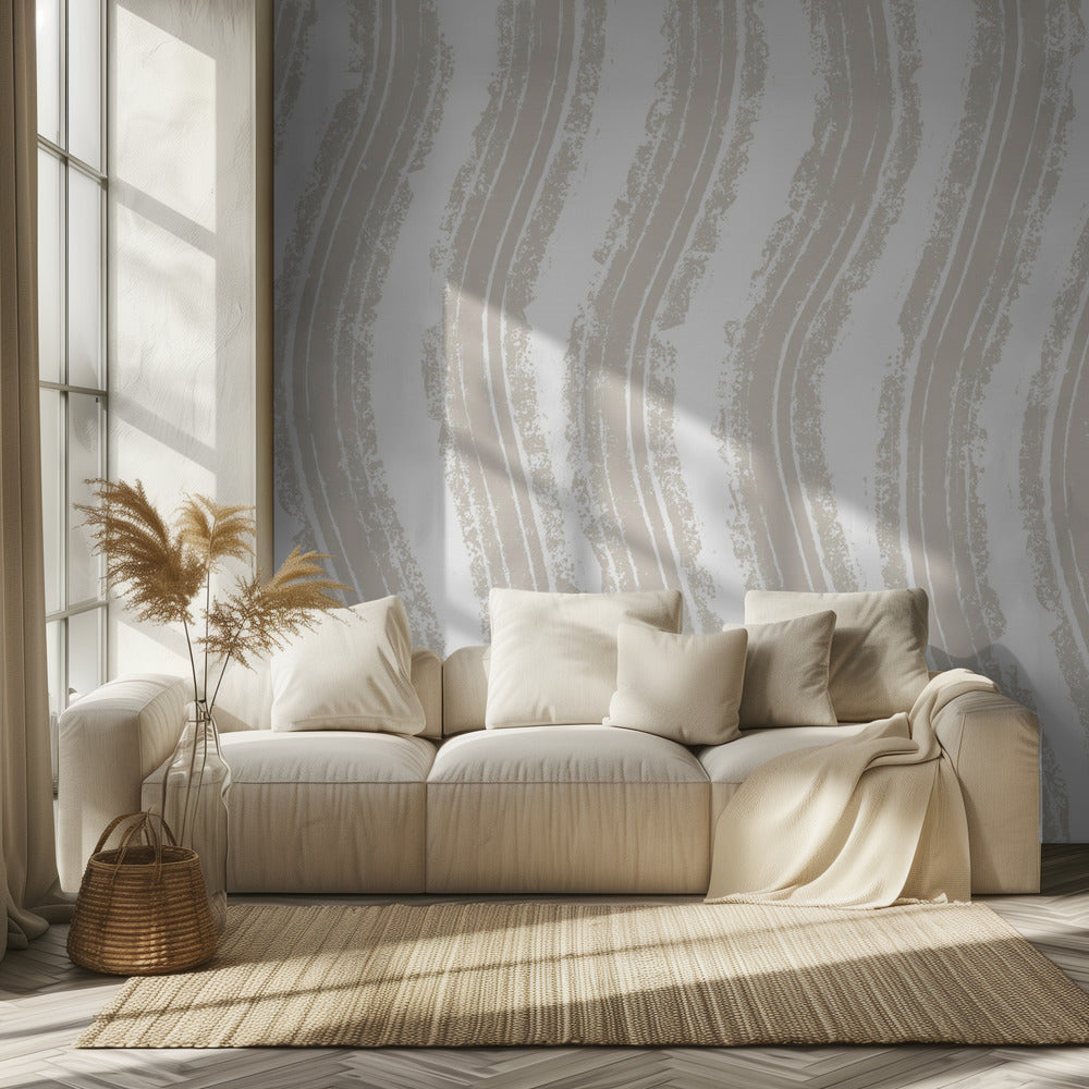 Textured Beige Lines With Rhythmic Pattern | Wallpaper