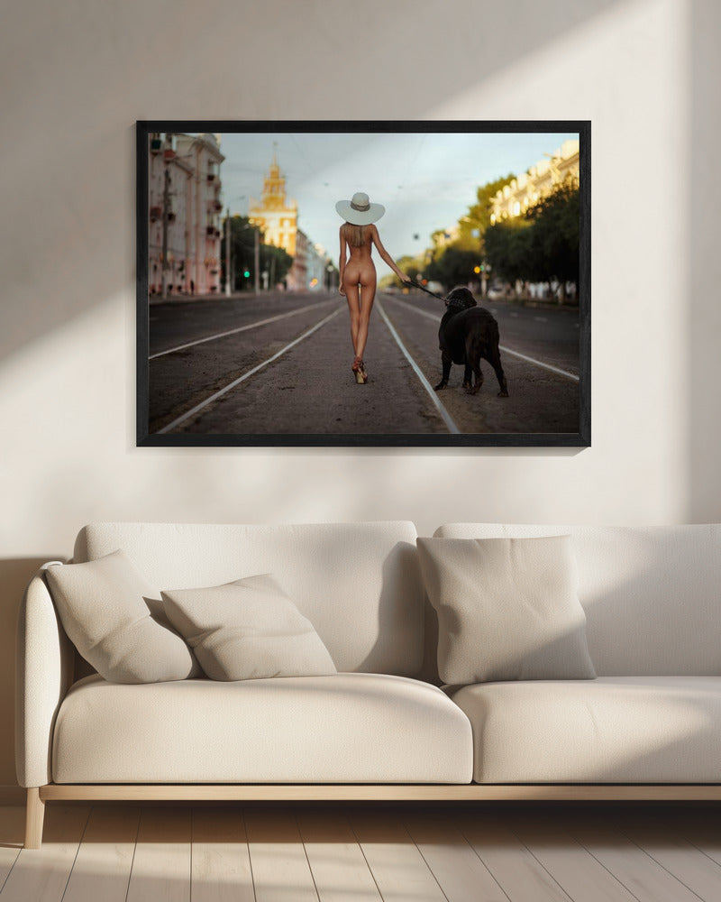 Lady with her dog | Canvas