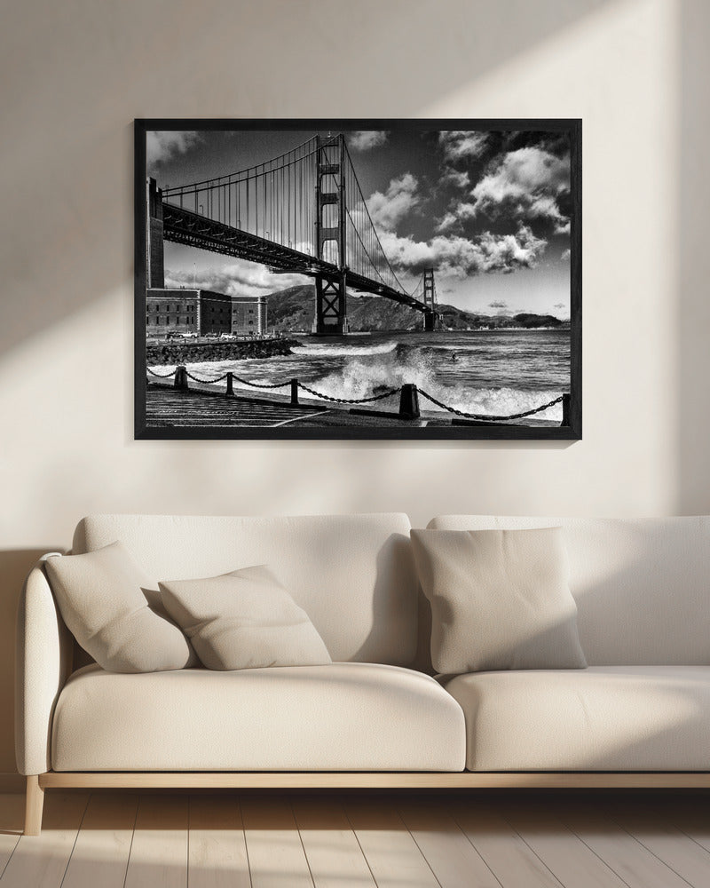 Surfing under the Golden Gate Bridge | Canvas