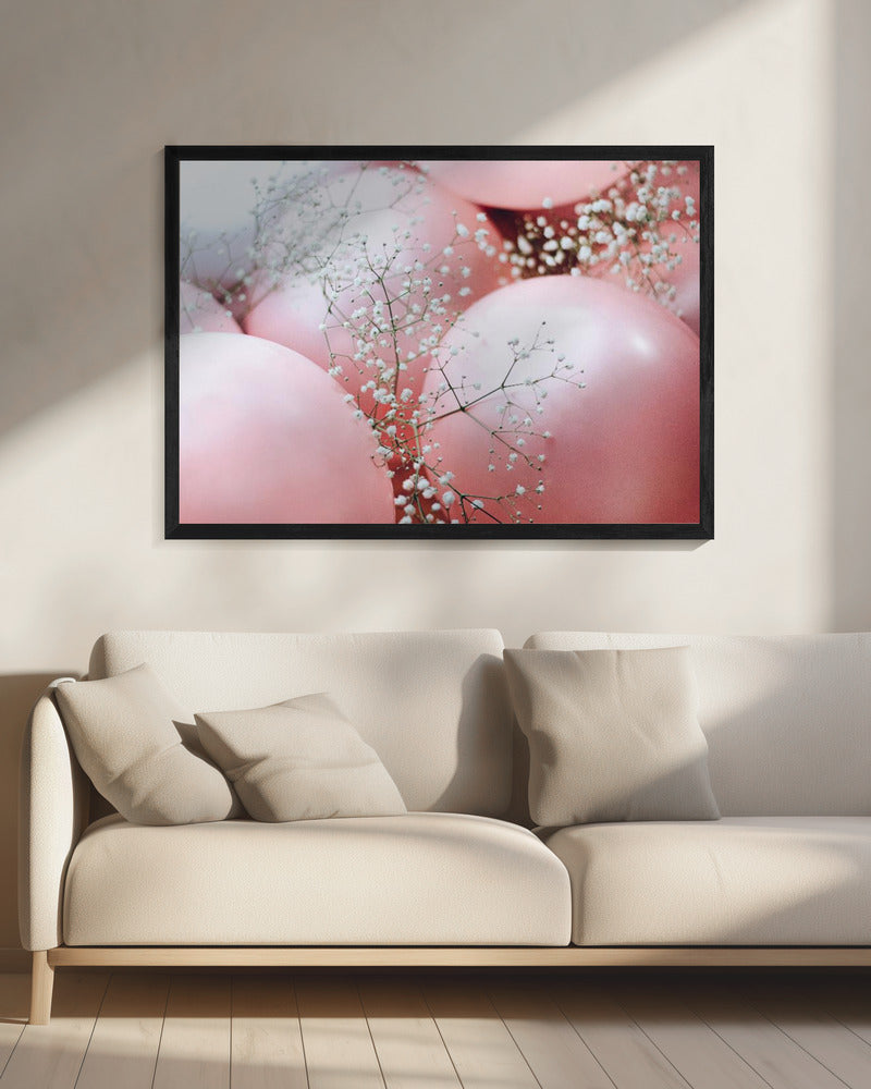 Pink Balloons with Flower | Canvas