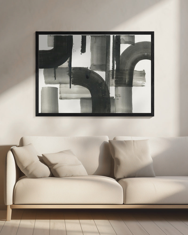 Monochrome Abstract Black Shapes 2 | Canvas
