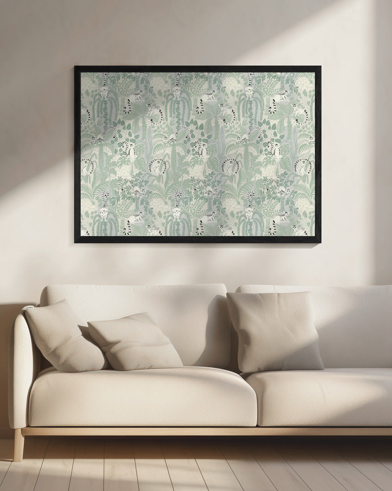 Jungle adventure soft sage green pattern | Canvas