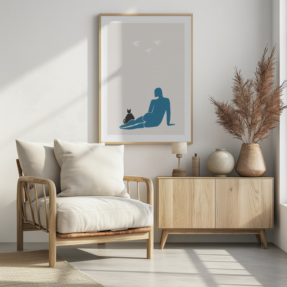 Woman and Cat | Poster