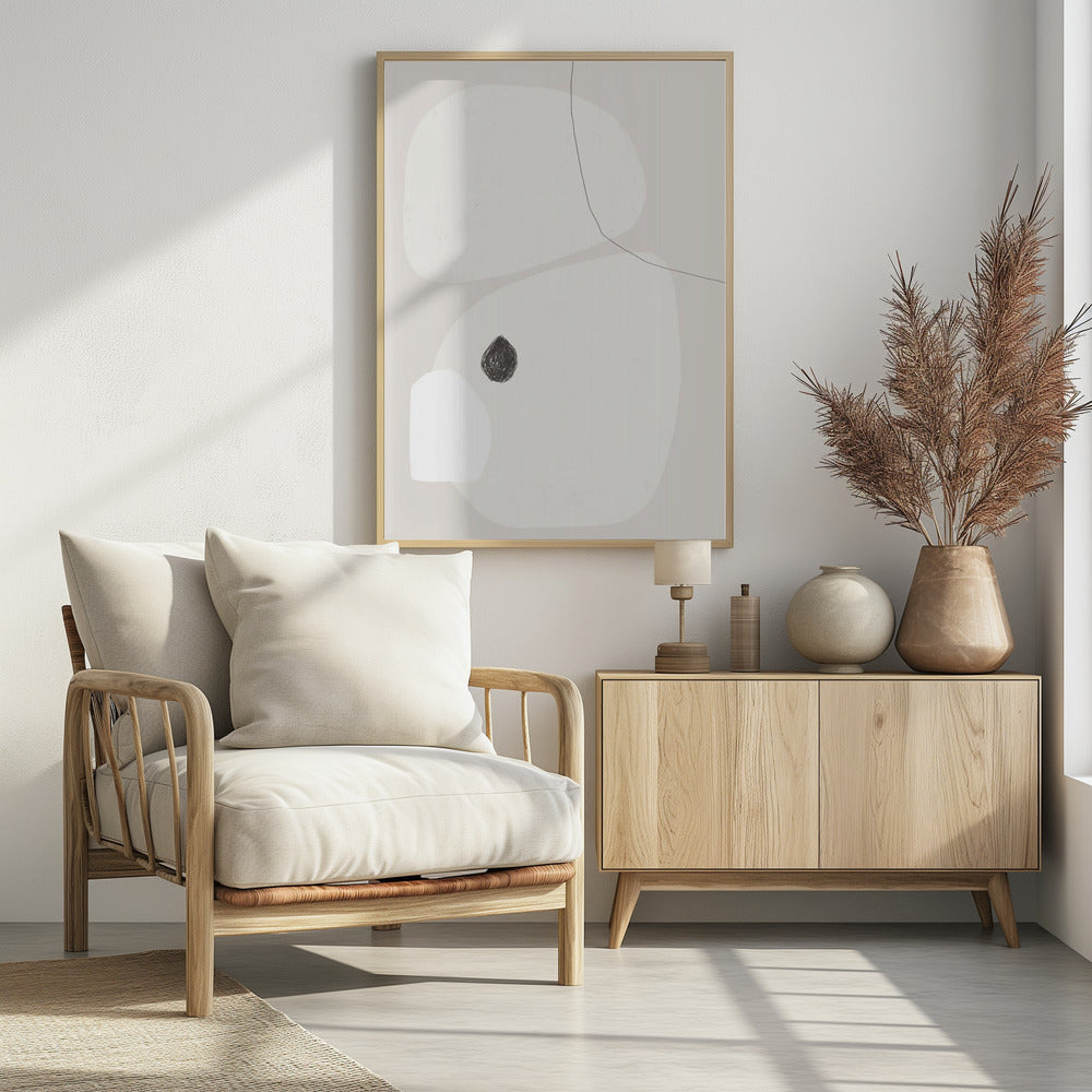 Minimalist Beige and White Geometric Shapes | Poster